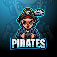 logotypdesign för piratpojke esport maskot vektor