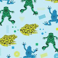 unika abstrakta amfibier grodor mandala konst memphis stil dekor sömlösa mönster premium vektor