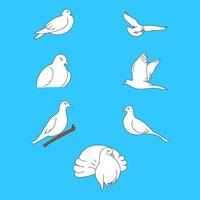 Kunstillustration der weißen Taubenlinie auf blauem Hintergrund. schönes Tauben-Glaubens- und Liebessymbol. vektor