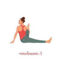 kvinnlig seriefigur som utövar hatha yoga. kvinna tränar inomhus. idrottsträning hemma. yoga och fitness, hälsosam livsstil. platt vektorillustration. vektor