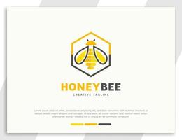 sexkantigt honungsbi och bikupa logotyp illustration vektor