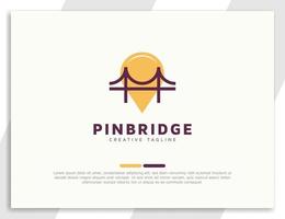 Bridge-Logo mit Pin-Location-Konzept vektor