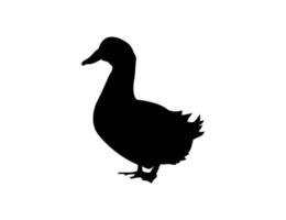 Silhouette der niedlichen Ente oder Gans auf weißem Hintergrund. Anima-Clipart-Vektorillustrationsdesign vektor