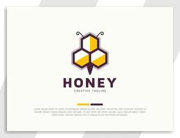 färsk honung logotyp med bee illustration design vektor