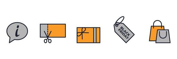 Markt-Shopping-Elemente setzen Symbol-Symbol-Vorlage für Grafik- und Webdesign-Sammlung Logo-Vektor-Illustration vektor