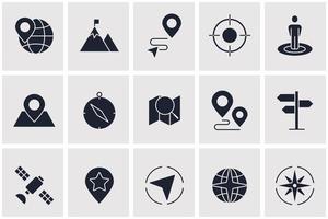 Navigation. Standort, GPS-Elemente setzen Symbol-Symbol-Vorlage für Grafik- und Webdesign-Sammlung Logo-Vektor-Illustration vektor