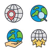 Globus-Set-Symbol-Symbol-Vorlage für Grafik- und Webdesign-Sammlung Logo-Vektor-Illustration vektor