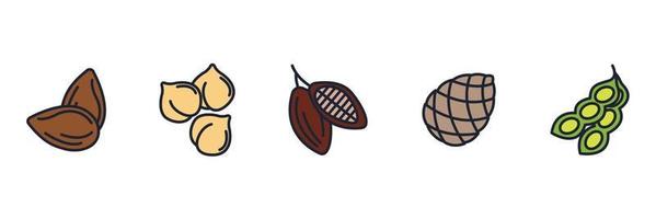 nötter, frön och bönor element som ikon symbol mall för grafisk och webbdesign samling logotyp vektorillustration vektor