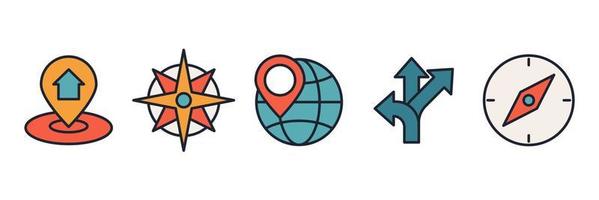 Kartenposition und Navigationsset-Symbol-Symbolvorlage für Grafik- und Webdesign-Sammlung Logo-Vektor-Illustration vektor