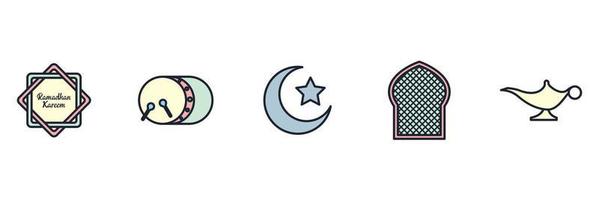 beliebt islamisch. Ramadan Kareem-Elemente setzen Symbol-Symbol-Vorlage für Grafik- und Webdesign-Sammlung Logo-Vektor-Illustration vektor