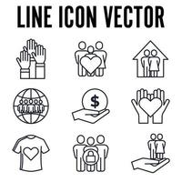 välgörenhet set ikon symbol mall för grafisk och webbdesign samling logotyp vektorillustration vektor