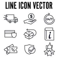 e-handel, online shopping set ikon symbol mall för grafisk och webbdesign samling logotyp vektorillustration vektor