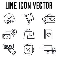 e-handel, online shopping set ikon symbol mall för grafisk och webbdesign samling logotyp vektorillustration vektor