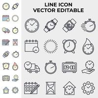 Zeit eingestellte Symbolsymbolvorlage für Grafik- und Webdesign-Sammlung Logo-Vektorillustration