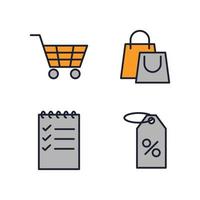 Markt-Shopping-Elemente setzen Symbol-Symbol-Vorlage für Grafik- und Webdesign-Sammlung Logo-Vektor-Illustration vektor