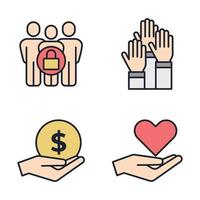 Charity-Set-Icon-Symbol-Vorlage für Grafik- und Webdesign-Sammlung Logo-Vektor-Illustration vektor