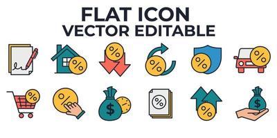 Symbolvorlage für Kredit- und Darlehenssätze für Grafik- und Webdesign-Sammlung Logo-Vektorillustration vektor