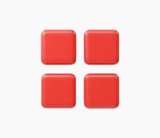 3D-realistische quadratische App-Schaltflächen Spiel-Popup, Symbol, Fenster und Elementvektorillustration