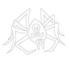 Spinne mit Totenkopf und Knochen auf dem Rücken. Doodle-Stil. Halloween-Abbildung. Vektor-Illustration isoliert auf weißem Hintergrund. vektor