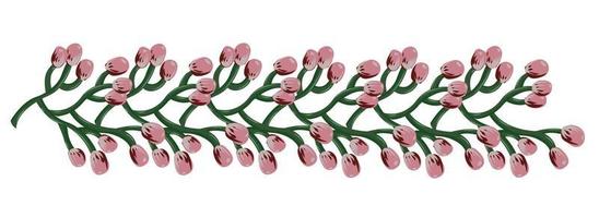 kvist med rosa blommor, för semester, bröllop, födelsedag. horisontellt element för design. vektor stock illustration isolerad på vit bakgrund.