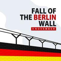 Berlinmurens höstdag. internationella firande dag vektor mall. festival över hela världen illustration. passar för banderoll, omslag, bakgrund, bakgrund, affisch. vektor eps 10.
