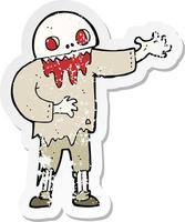retro nödställd klistermärke av en tecknad spöklik zombie vektor