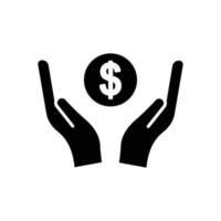 Dollar-Icon-Vektor mit der Hand. Geschäftssymbol. solider Symbolstil, Glyphe. einfache Designillustration editierbar vektor