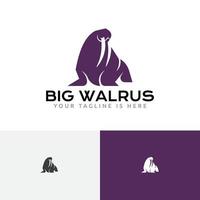 großes walross tierwelt negativer raum silhouette logo vektor