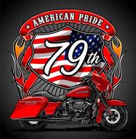 motorcykel med amerikansk flagga ... vektor