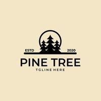 Pine Tree Vintage-Logo-Design-Icon-Vorlage vektor