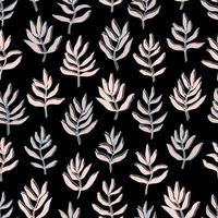 botaniska abstrakt kontur siluett grenar med löv rutig bakgrund vektor seamless mönster