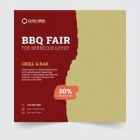 bbq party sociala medier inlägg eller flyer mall vektor