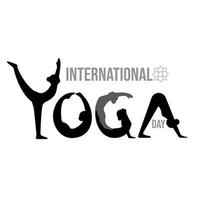 internationella yogadagen. silhouette yoga kroppsställning teckensnitt. kvinnor som utövar yoga. vektor illustration design