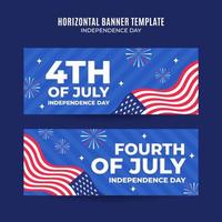 glad 4 juli - självständighetsdagen usa webbbanner för sociala medier horisontell affisch, banderoll, rymdområde och bakgrund vektor