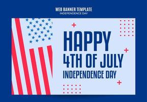 glücklicher 4. juli - unabhängigkeitstag usa webbanner für social media poster, banner, raumfläche und hintergrund vektor