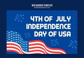 glücklicher 4. juli - unabhängigkeitstag usa webbanner für social media poster, banner, raumfläche und hintergrund vektor
