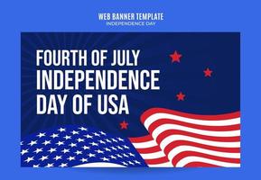 glad 4 juli - självständighetsdagen usa webbbanner för sociala medier affisch, banner, rymdområde och bakgrund vektor