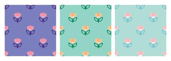 skandinaviska geometriska enkla sömlösa blommönster. folkkonst i nordisk stil. tulpan blommor bakgrund. för print high fashion tyg, textil. sömlös blommönster vektor. vektor