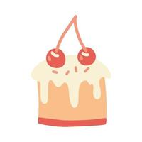 cupcake med körsbär. söt vektor illustration.