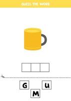 stavningsspel för barn. tecknad mugg. vektor