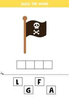 stavningsspel för barn. piratflagga. vektor