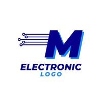 bokstaven m med elektronisk krets dekoration initial vektor logotyp designelement