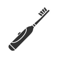 Glyphen-Symbol für elektrische Zahnbürste. Silhouettensymbol. Zähne putzen. negativer Raum. vektor isolierte illustration