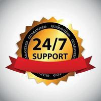Vektor 24-7 Support-Zeichen, Etikettenvorlage