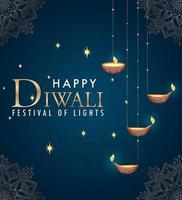 glad diwali festival av ljus affisch vektor