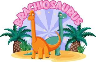 liten söt brachiosaurus dinosaurie seriefigur vektor