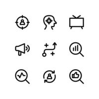 Marketing-Icons mit Ziel, Zielgruppe und mehr vektor