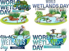 en uppsättning logotypdesign för World Wetlands Day vektor