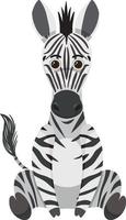 söt zebra i platt stil isolerade vektor