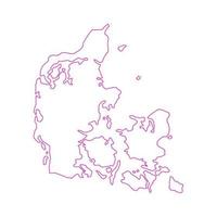 Dänemark-Karte auf weißem Hintergrund dargestellt vektor